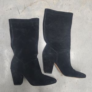 Black suede calf boots